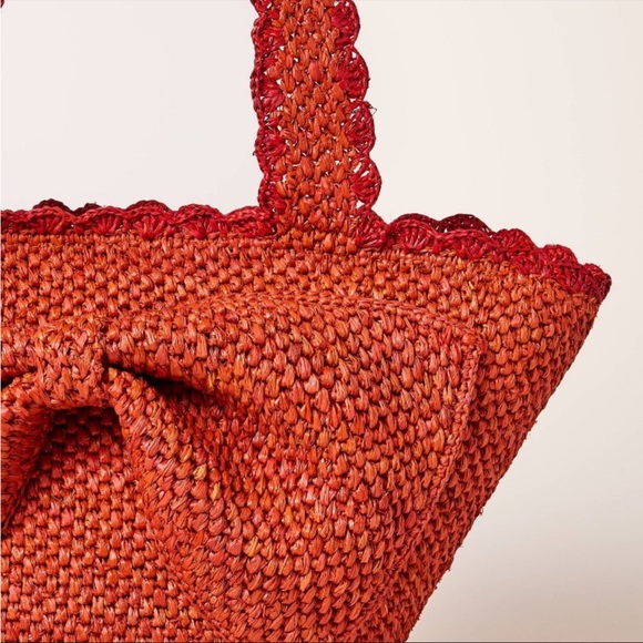 kate spade new york x Target Raffia Bow Tote Bag Red NWT - Picture 4 of 4